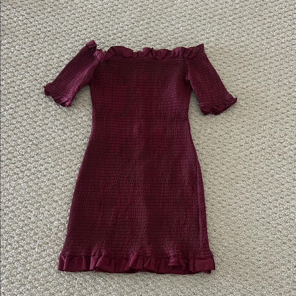 George Burgundy Ruffle  Dress
